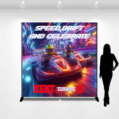 Lofaris Speed Drift Sport Custom Name 10th Birthday Backdrop