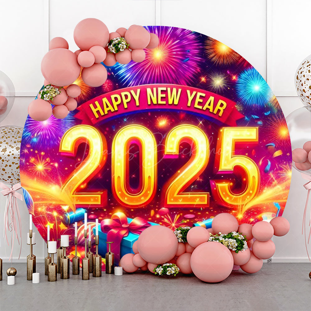 Lofaris Splendour 2025 Happy New Year Party Round Backdrop