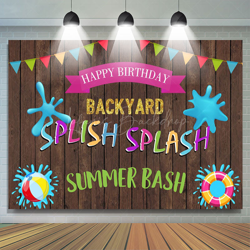 Lofaris Splish Splash Backyard Game Wooden Birthday Backdrop