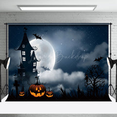 Lofaris Spooky Haunted House Full Moon Halloween Backdrop