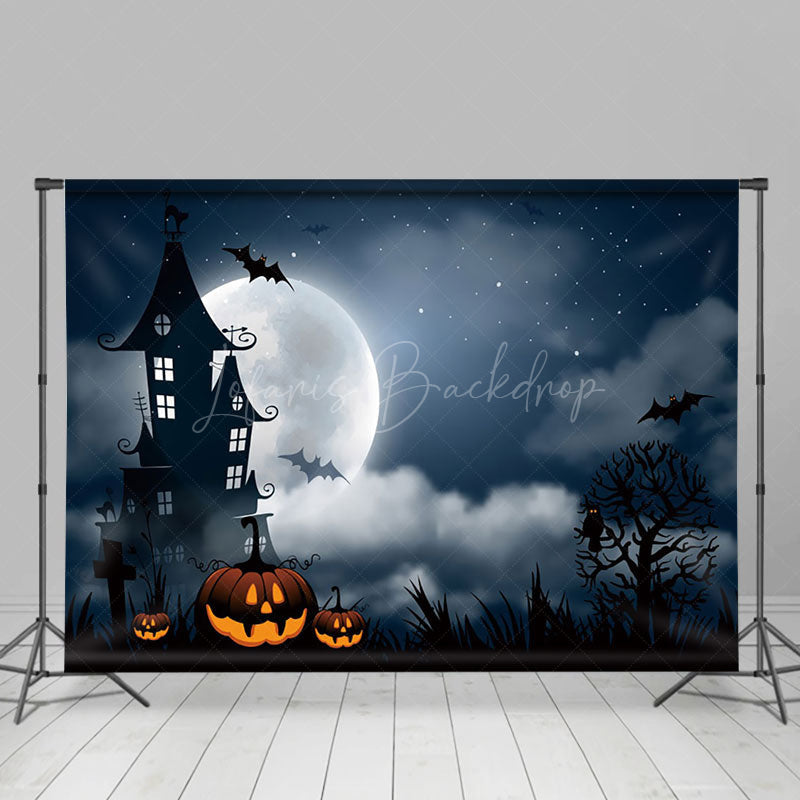 Lofaris Spooky Haunted House Full Moon Halloween Backdrop