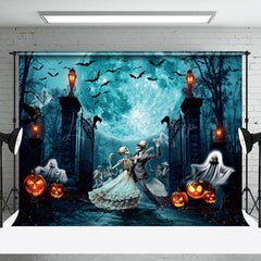 Lofaris Spooky Moon Grave Dancing Skeleton Halloween Backdrop