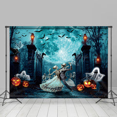 Lofaris Spooky Moon Grave Dancing Skeleton Halloween Backdrop