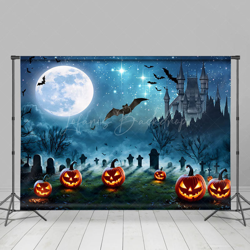 Lofaris Spooky Night Bat Pumpkin Grave Halloween Backdrop