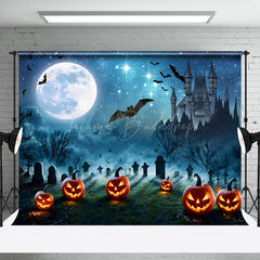 Lofaris Spooky Night Bat Pumpkin Grave Halloween Backdrop