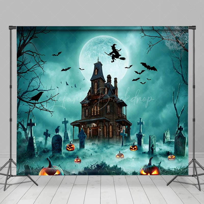 Lofaris Spooky Pumpkin Cemetery Castle Halloween Backdrop