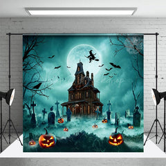 Lofaris Spooky Pumpkin Cemetery Castle Halloween Backdrop