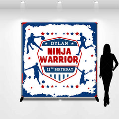 Lofaris Sports Red Blue Ninja Warrior Custom Name Backdrop