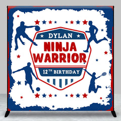 Lofaris Sports Red Blue Ninja Warrior Custom Name Backdrop