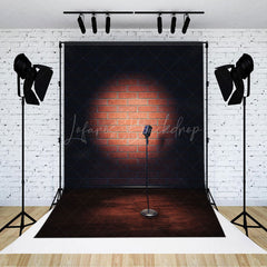 Lofaris Spotlight Microphone Red Brick Wall Photo Backdrop