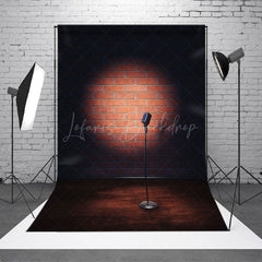 Lofaris Spotlight Microphone Red Brick Wall Photo Backdrop