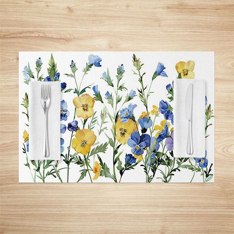 Lofaris Spring Blue Yellow Wildflower Set Of 4 Placemats