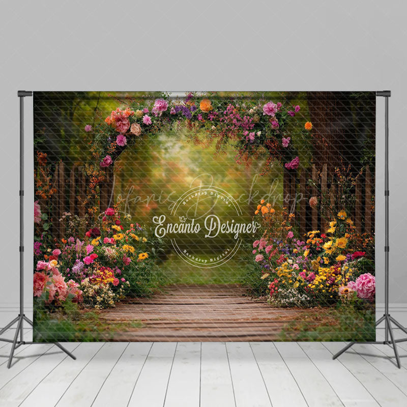 Lofaris Spring Colorful Floral Arch Forest Wedding Backdrop