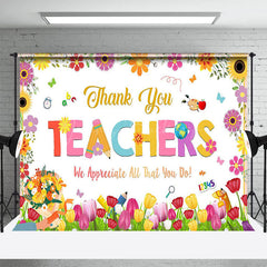 Lofaris Spring Colorful Floral Thank You Teachers Backdrop