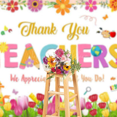 Lofaris Spring Colorful Floral Thank You Teachers Backdrop