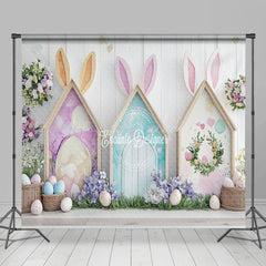 Lofaris Spring Colorful Rabbit Hutch Easter Room Set Backdrop