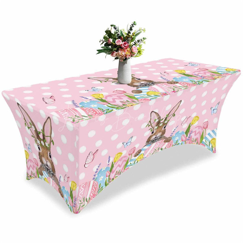 Lofaris Spring Cute Bunny Easter Eggs Fitted Stretch Table Cover