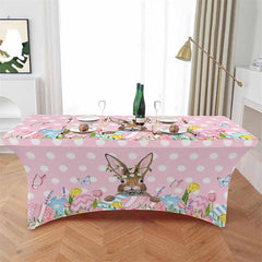 Lofaris Spring Cute Bunny Easter Eggs Fitted Stretch Table Cover