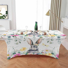 Lofaris Spring Easter Eggs Cute Bunny Fitted Stretch Table Cover