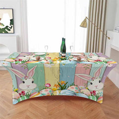 Lofaris Spring Easter Rabbit Colorful Eggs Stretch Table Cover