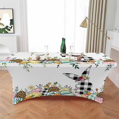 Lofaris Spring Easter Rabbit Colorful Fitted Stretch Table Cover