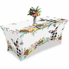 Lofaris Spring Easter Rabbit Colorful Fitted Stretch Table Cover