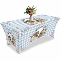 Lofaris Spring Easter Rabbit Eggs Chicken Stretch Table Cover