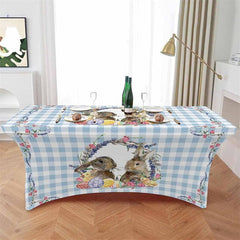 Lofaris Spring Easter Rabbit Eggs Chicken Stretch Table Cover