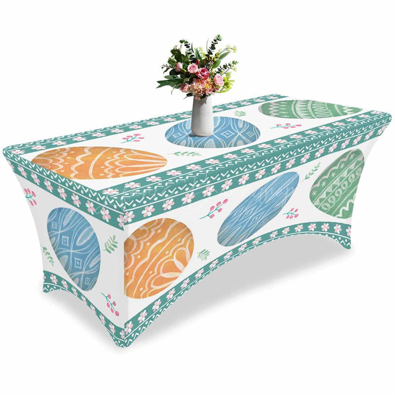 Lofaris Spring Easter Watercolor Blue Eggs Stretch Table Cover