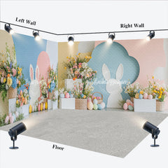 Lofaris Spring Floral Bunny Eggs Easter Room Set Backdrop