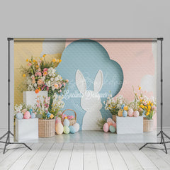 Lofaris Spring Floral Bunny Eggs Easter Room Set Backdrop