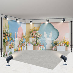 Lofaris Spring Floral Bunny Eggs Easter Room Set Backdrop