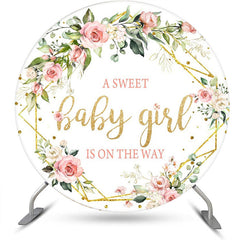 Lofaris Spring Floral Sweet Girl Round Baby Shower Backdrop