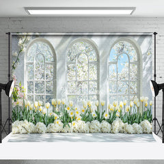 Lofaris Spring Floral Trees White Window Scenery Backdrop