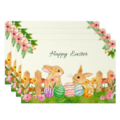 Lofaris Spring Garden Bunny Eggs Easter Set Of 4 Placemats