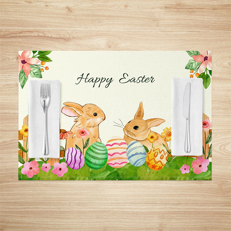 Lofaris Spring Garden Bunny Eggs Easter Set Of 4 Placemats