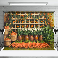 Lofaris Spring Garden Carrots Floral Fence Photo Backdrop