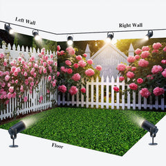 Lofaris Spring Garden Fence Greenery Floral Room Set Backdrop