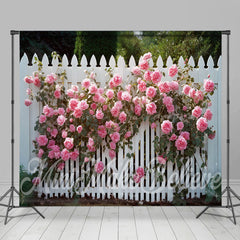 Lofaris Spring Garden Fence Greenery Floral Room Set Backdrop