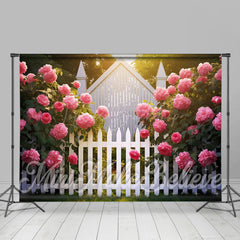 Lofaris Spring Garden Fence Greenery Floral Room Set Backdrop