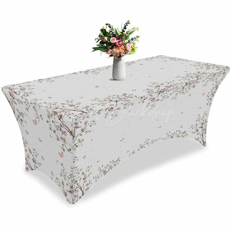 Lofaris Spring Garden Flower Plants Art Stretch Table Cover