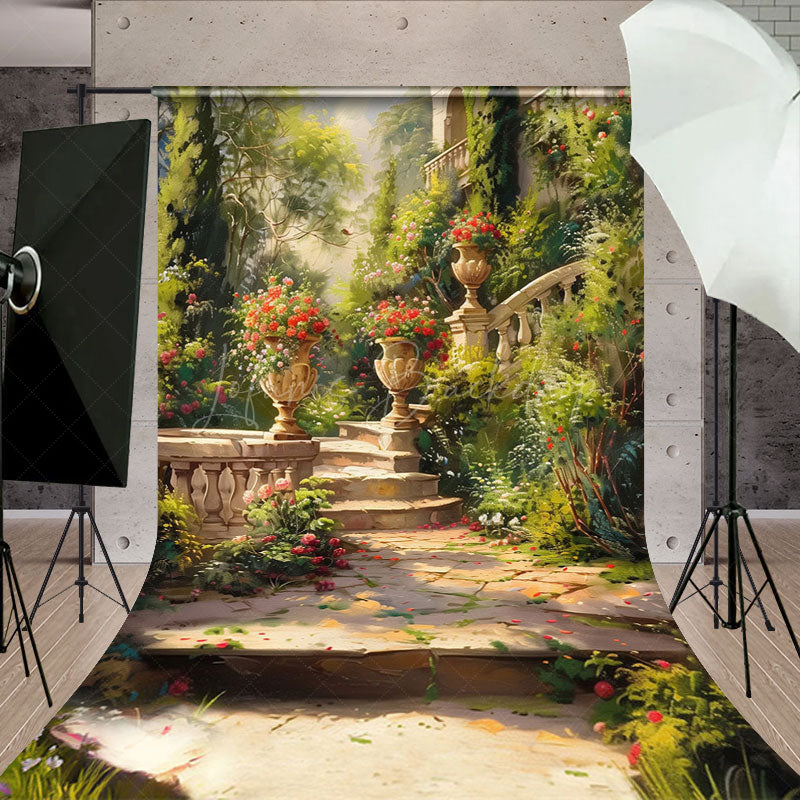 Lofaris Spring Garden Greenery Floral Photography Backdrop