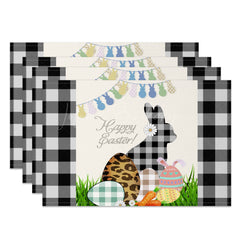 Lofaris Spring Grass Bunny Plaid Easter Set Of 4 Placemats