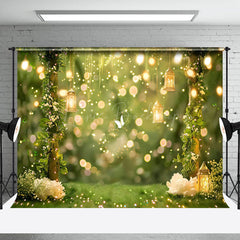 Lofaris Spring Green Forest Gold Bokeh Backdrop For Wedding