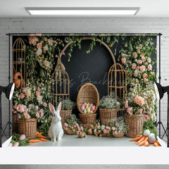 Lofaris Spring Greenery Floral Bunny Eggs Easter Backdrop