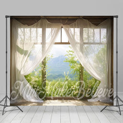 Lofaris Spring Greenery Window Scenery Room Set Backdrop