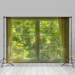 Lofaris Spring Greenery Window Scenery Room Set Backdrop