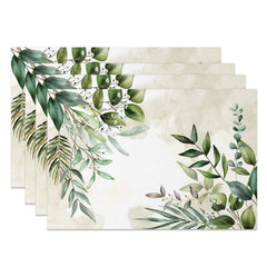 Lofaris Spring Natural Floral Plant Leaf Set Of 4 Placemats