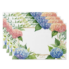 Lofaris Spring Pink Blue Hydrangea Plant Set Of 4 Placemats