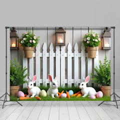 Lofaris Spring Potted Plant Bunny Eggs Easter Photo Backdrop